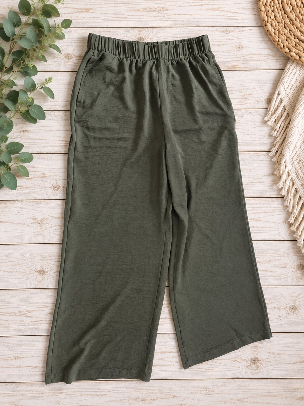Warehouse One Olive Green Wide-Leg Pants | XL